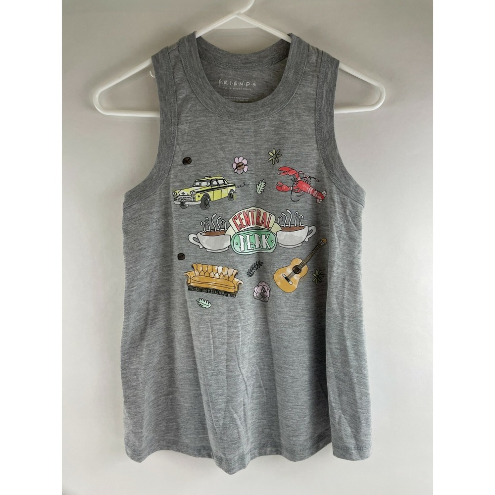 Friends Tank Top Women's Size Medium Gray Round Neck Racer Back Central Perk